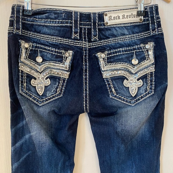 Rock Revival Womens Western Kai Bootcut Jeans Size 27 Distressed Embroidered - Picture 5 of 10